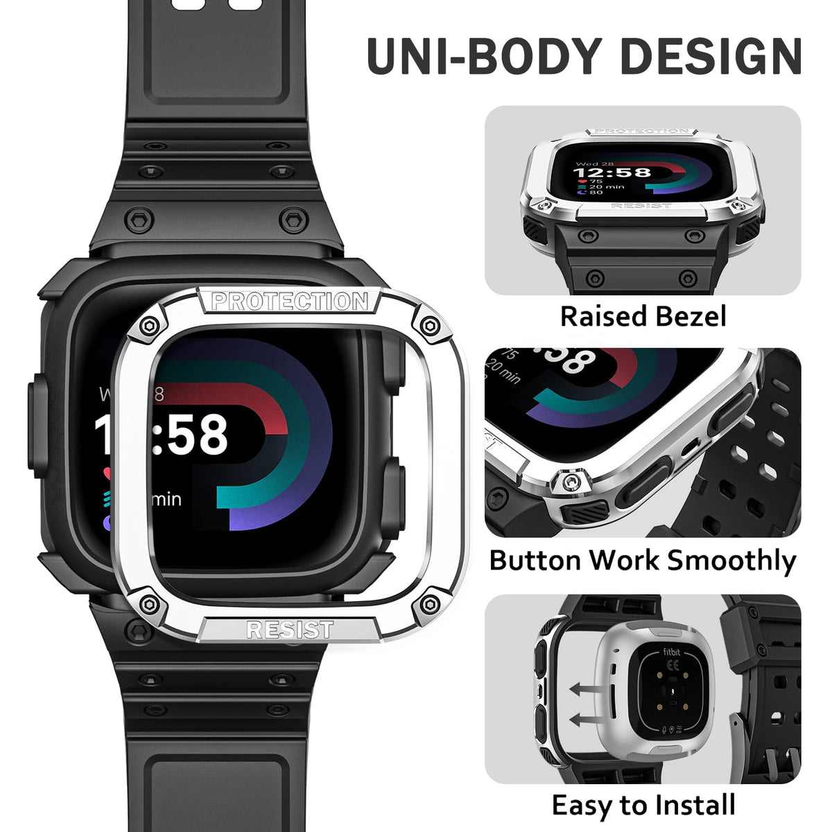 Raised bezel around the screen provides extra protection.