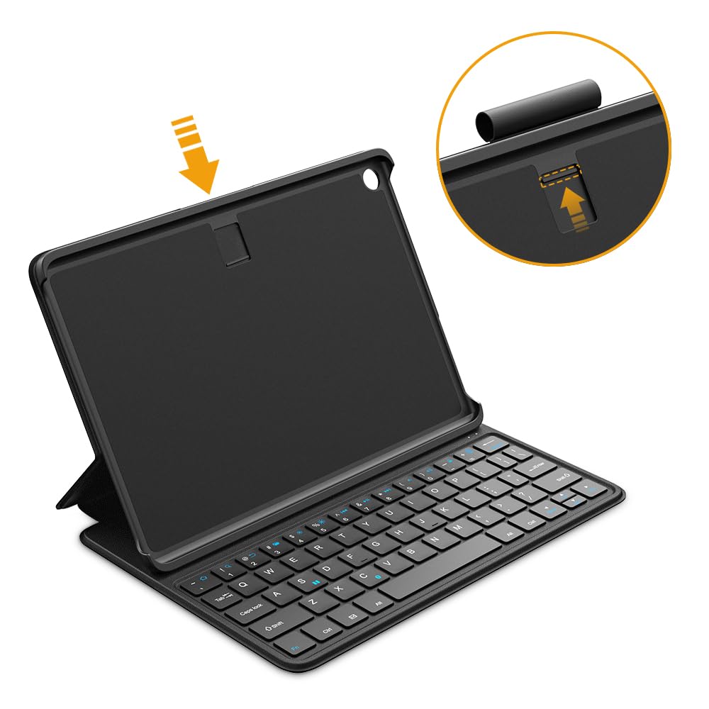 FINTIE tablet set in typing mode for productive lap use
