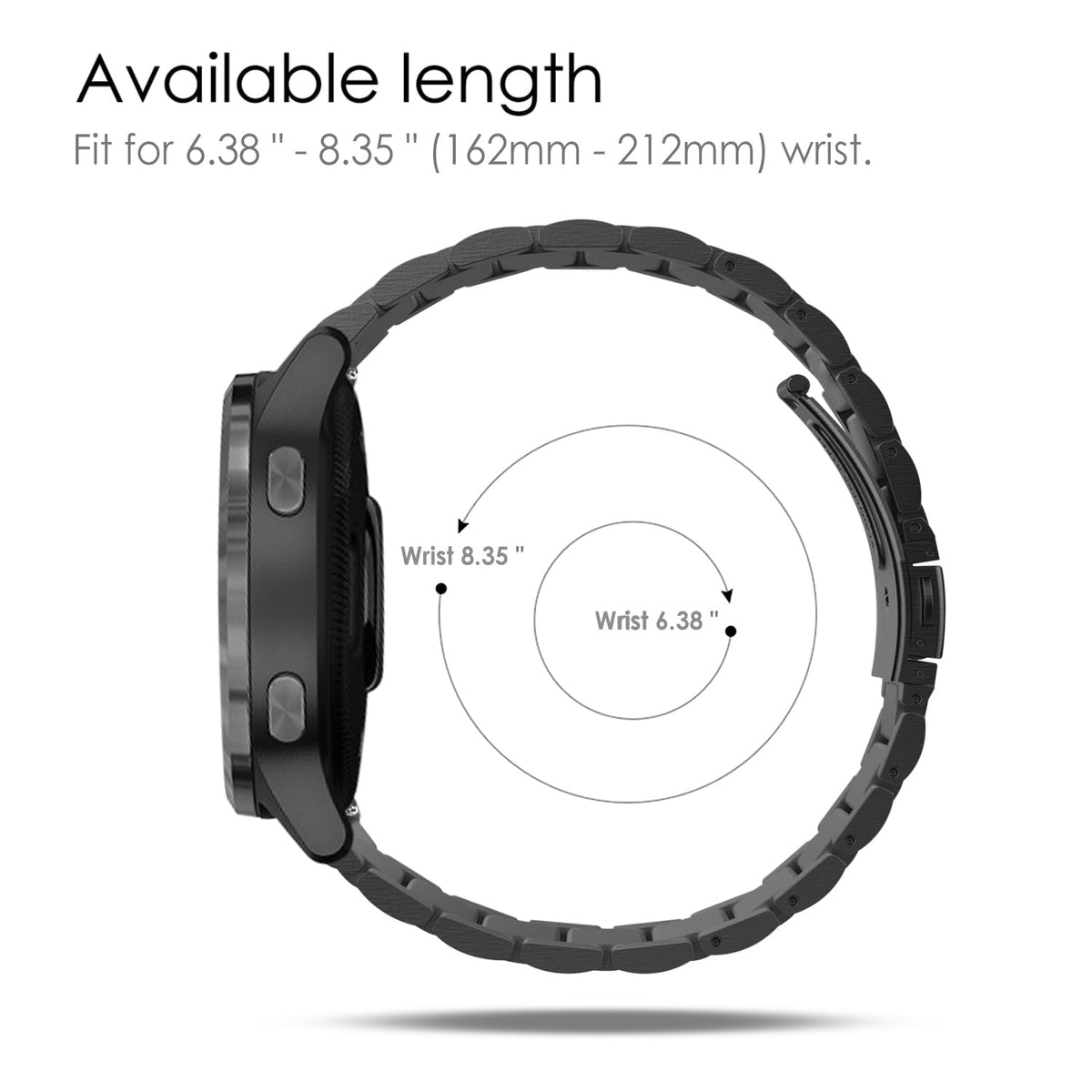 FINTIE wrist comparison showing 162–212mm fit range for comfort