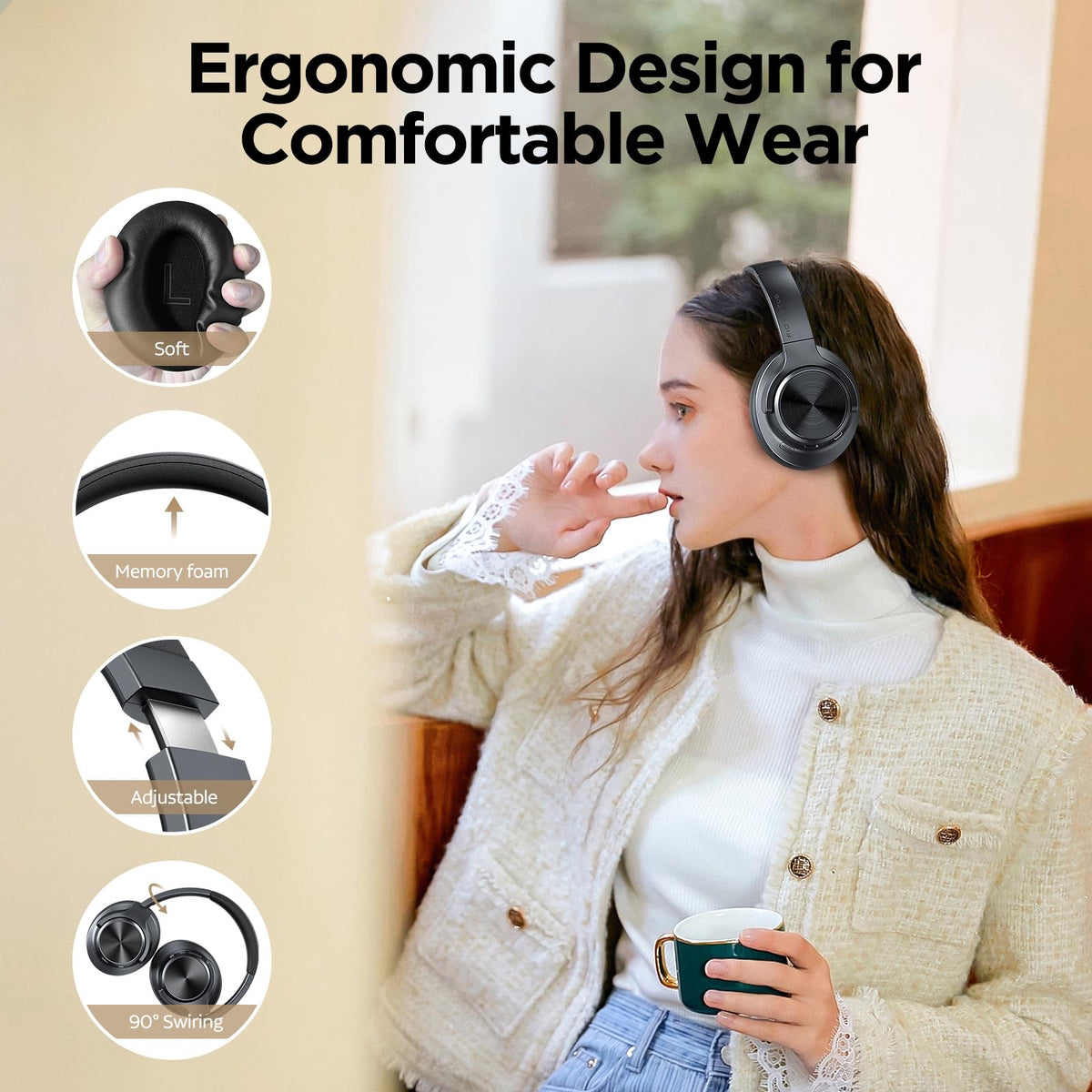 FIO MOTUS FM20 ultra-soft ear cups for comfortable long sessions.