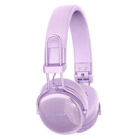 FIO MOTUS front view of FM30 purple headphones showing controls and branding benefit: clear access to buttons
