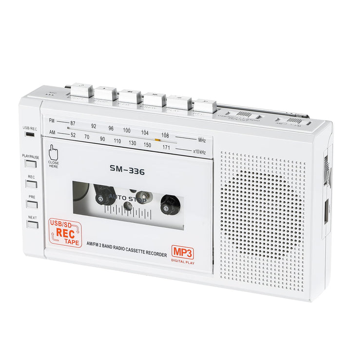 FIOLEES front view showing cassette door and playback controls for easy operation