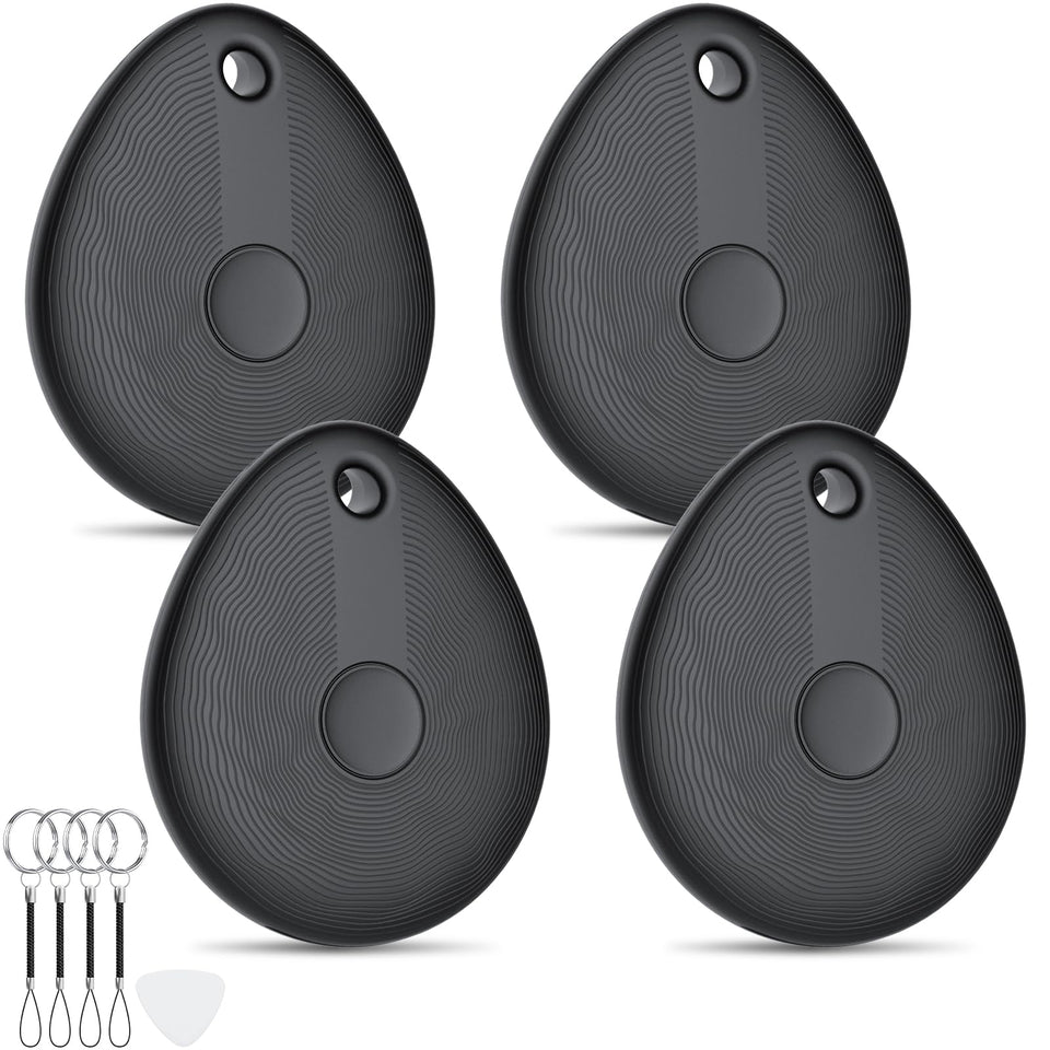 FIQI front view of 4-pack black trackers showing compact design and premium finish