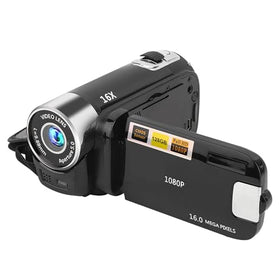 Fire Rose DH90 front view shows a compact camcorder for everyday filming.