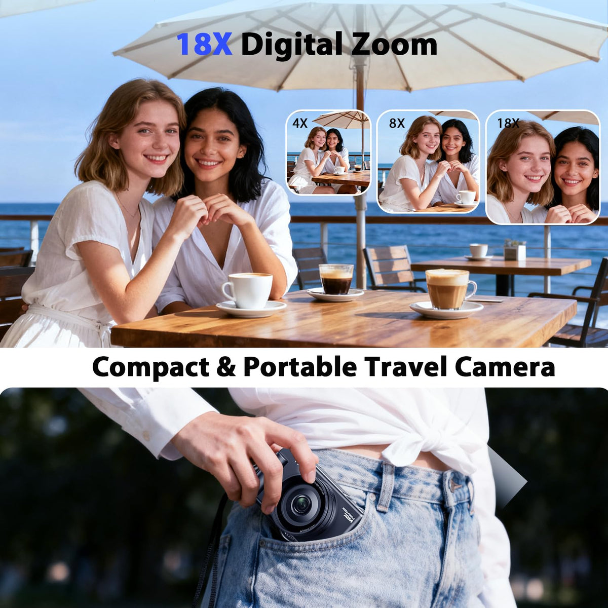 FIREFOTO 18X digital zoom enables close-ups of distant subjects