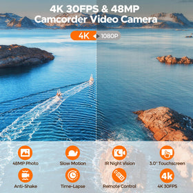 FIREFOTO camcorder with 270-degree screen for flexible framing