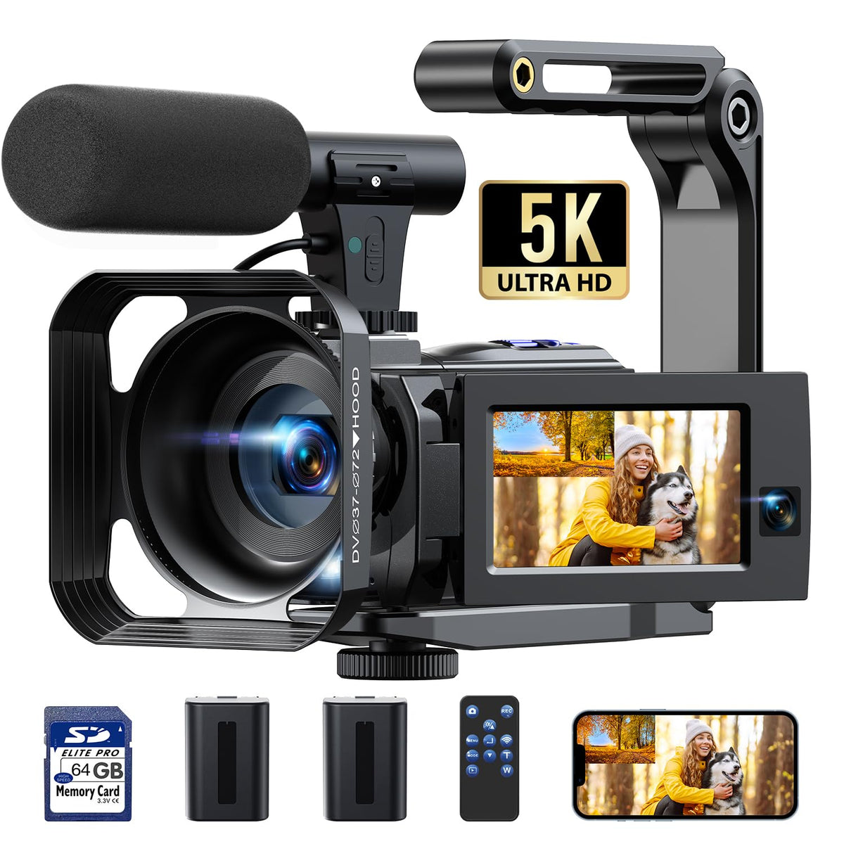 FIREFOTO 5K camcorder front view for immersive vlogs and sharp storytelling