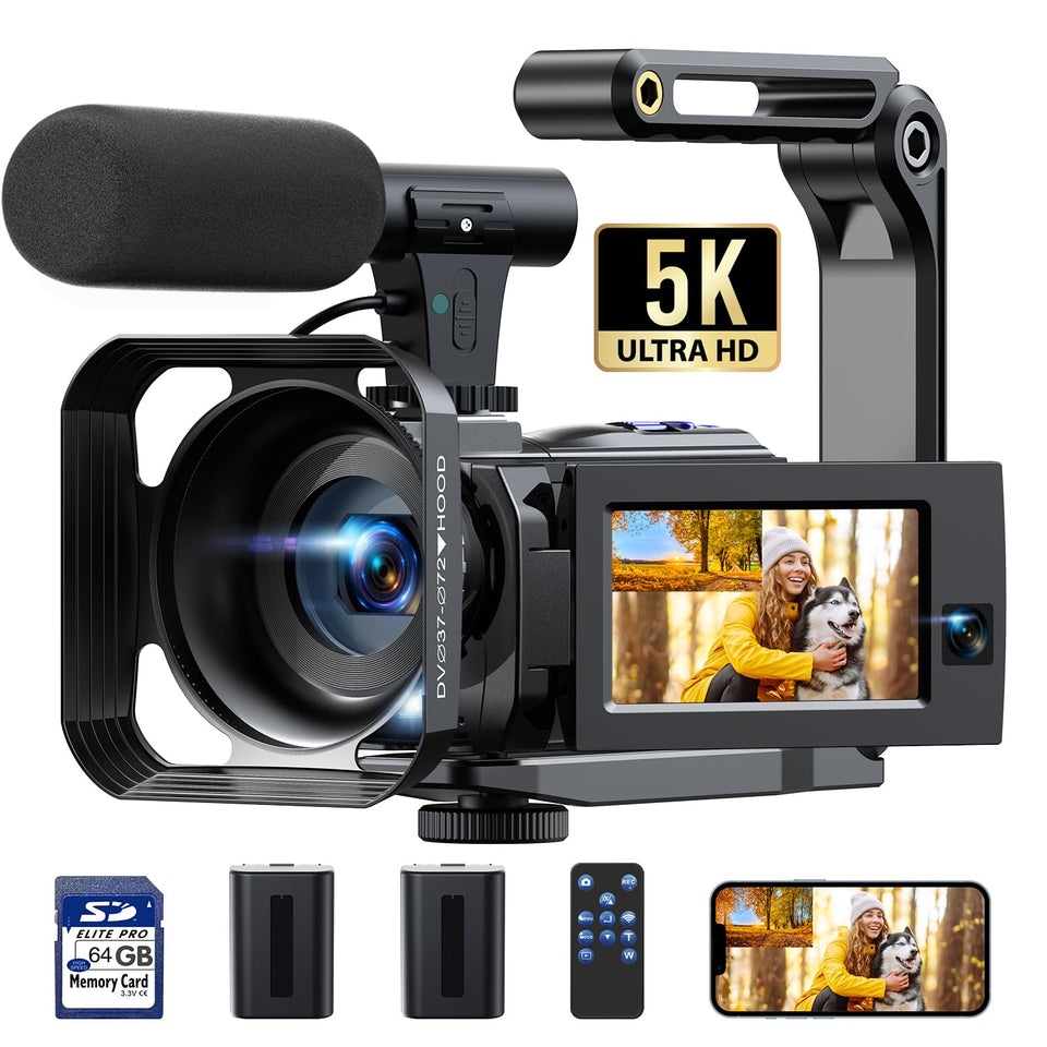 FIREFOTO 5K camcorder front view for immersive vlogs and sharp storytelling