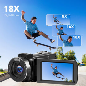FireFoto camcorder LED fill light enhances low-light shooting.