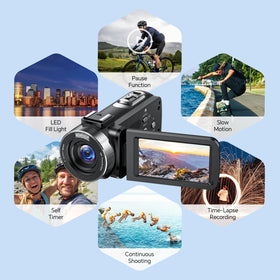 FIREFOTO camcorder dual batteries extend shooting sessions on events.