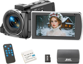FIREFOTO front view of camcorder showing lens and controls, highlights portability