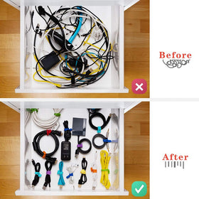 Fironst cables organized on desk using ties for clutter-free workspace