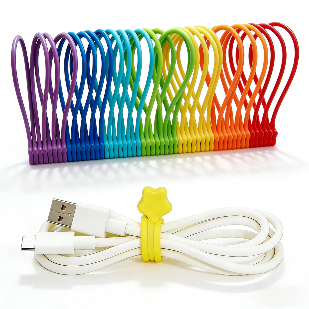 Fironst reusable silicone magnetic cable ties pack shot keeps cables tidy at home