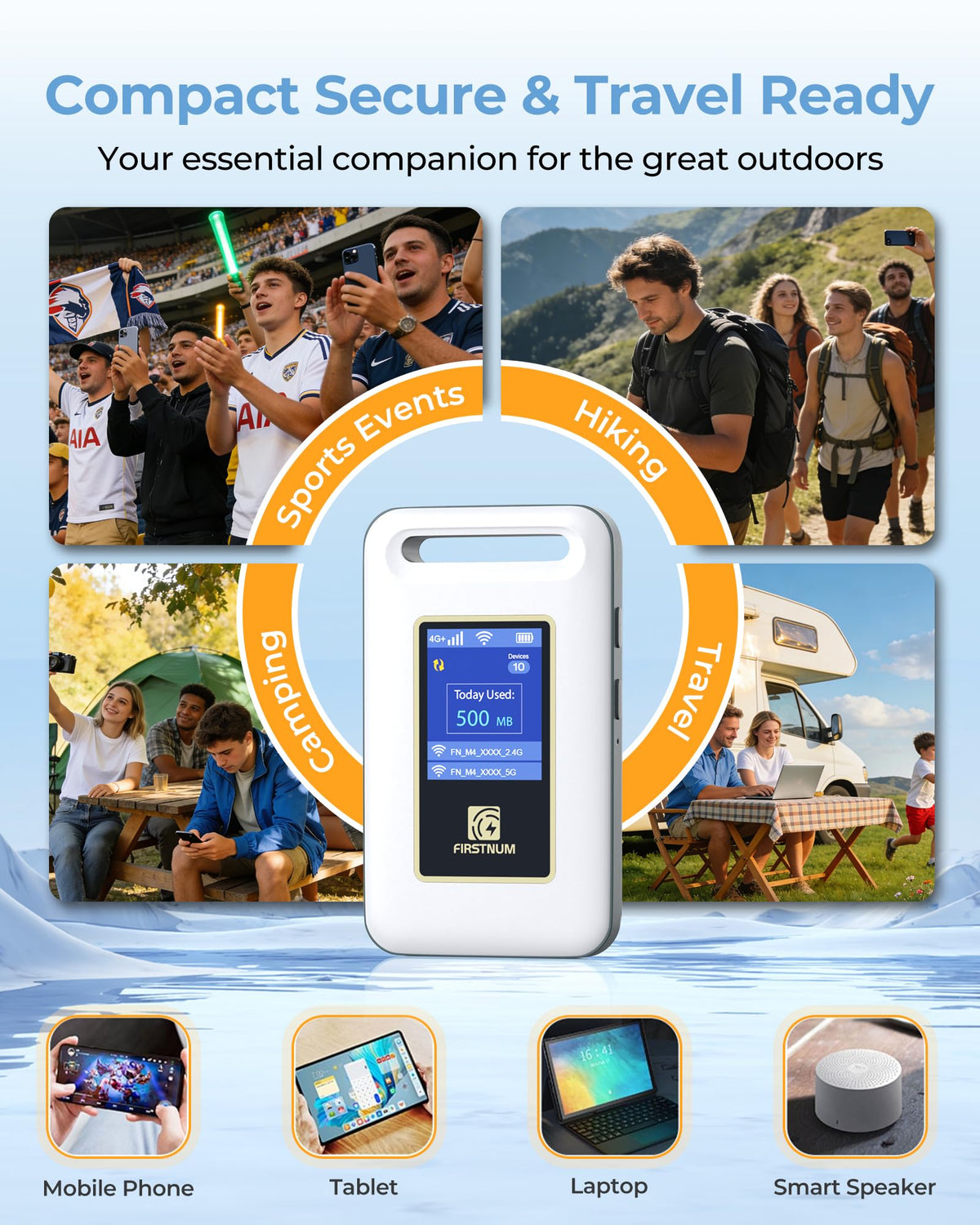 FIRSTNUM in hand to show pocket-sized design and travel convenience