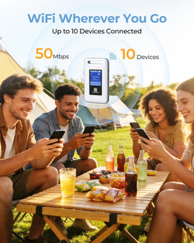 FIRSTNUM near an RV illustrating reliable internet for road trips