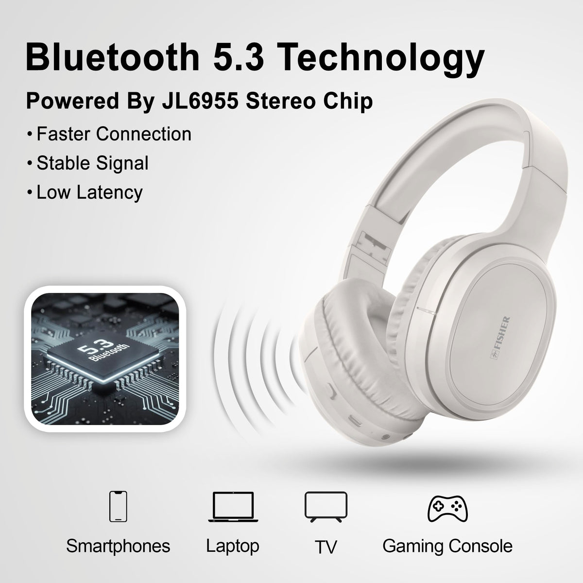 Folded Fisher ANC headphones compact for easy portability
