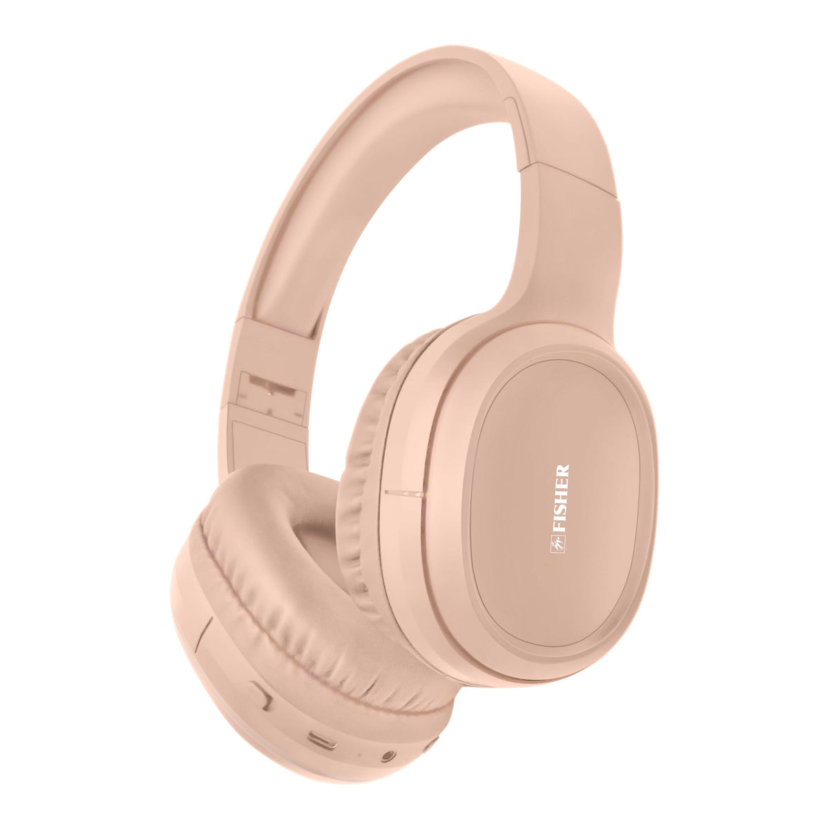 Fisher active noise cancelling headphones over-ear folded for compact storage and quiet listening