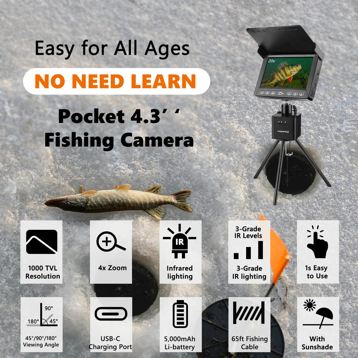 FishPRO 2026 Upgrade 360 degree tripod compatibility for steady framing