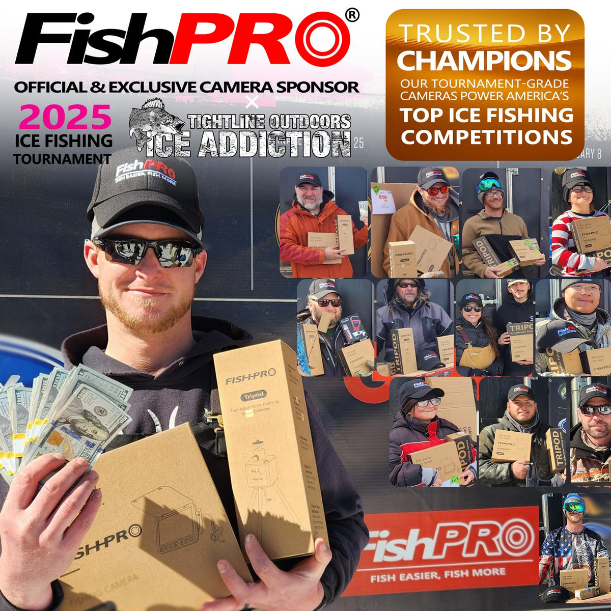 FishPRO 7-inch IPS monitor offers full-color underwater view from any angle.