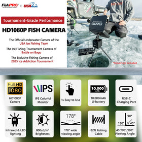FishPRO dual IR and LED lighting provides clear video in dark water.