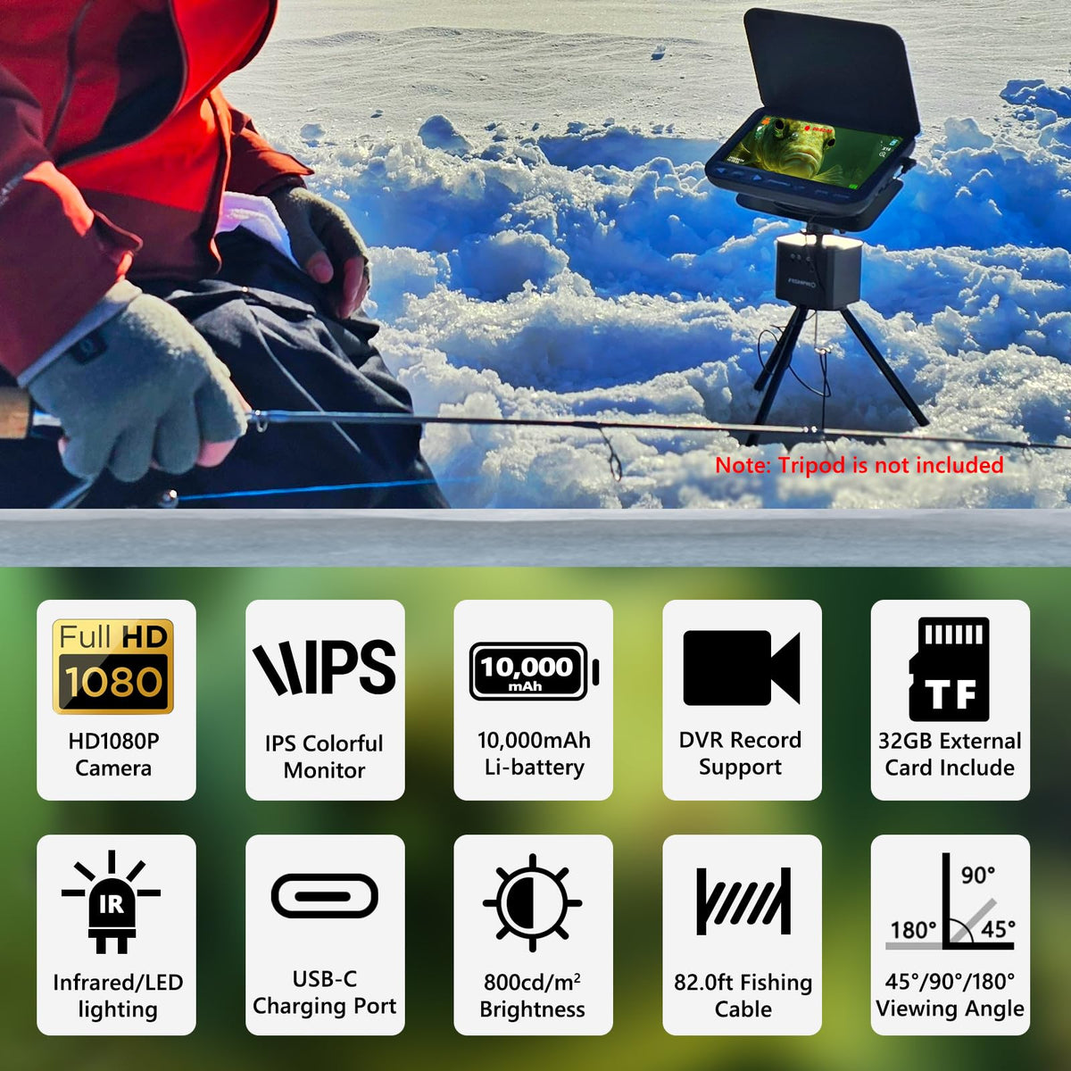 FishPRO quarter-twenty mount compatibility for versatile tripod setups.