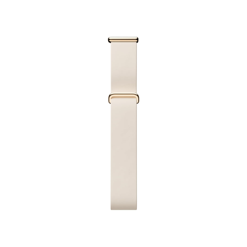 Fitbit porcelain band front view showing clean design and versatile style for everyday wear