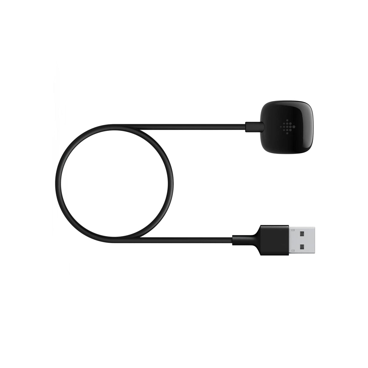 Fitbit Sense 2 charging cable plugs into a USB port for reliable charging.