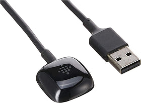 Fitbit Sense charging cable with magnetic holder keeps the watch secure during charging.