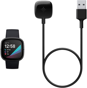 Fitbit Versa 3 charging cable with secure magnet provides reliable daily charging.