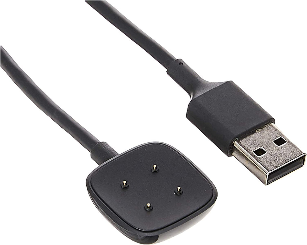 Fitbit Versa 4 charging cable with magnetic connector enables quick, tidy power.