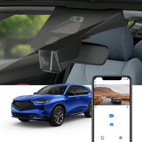 Fitcamx 4K dash cam behind rear‑view mirror for MDX improves discreet safety.