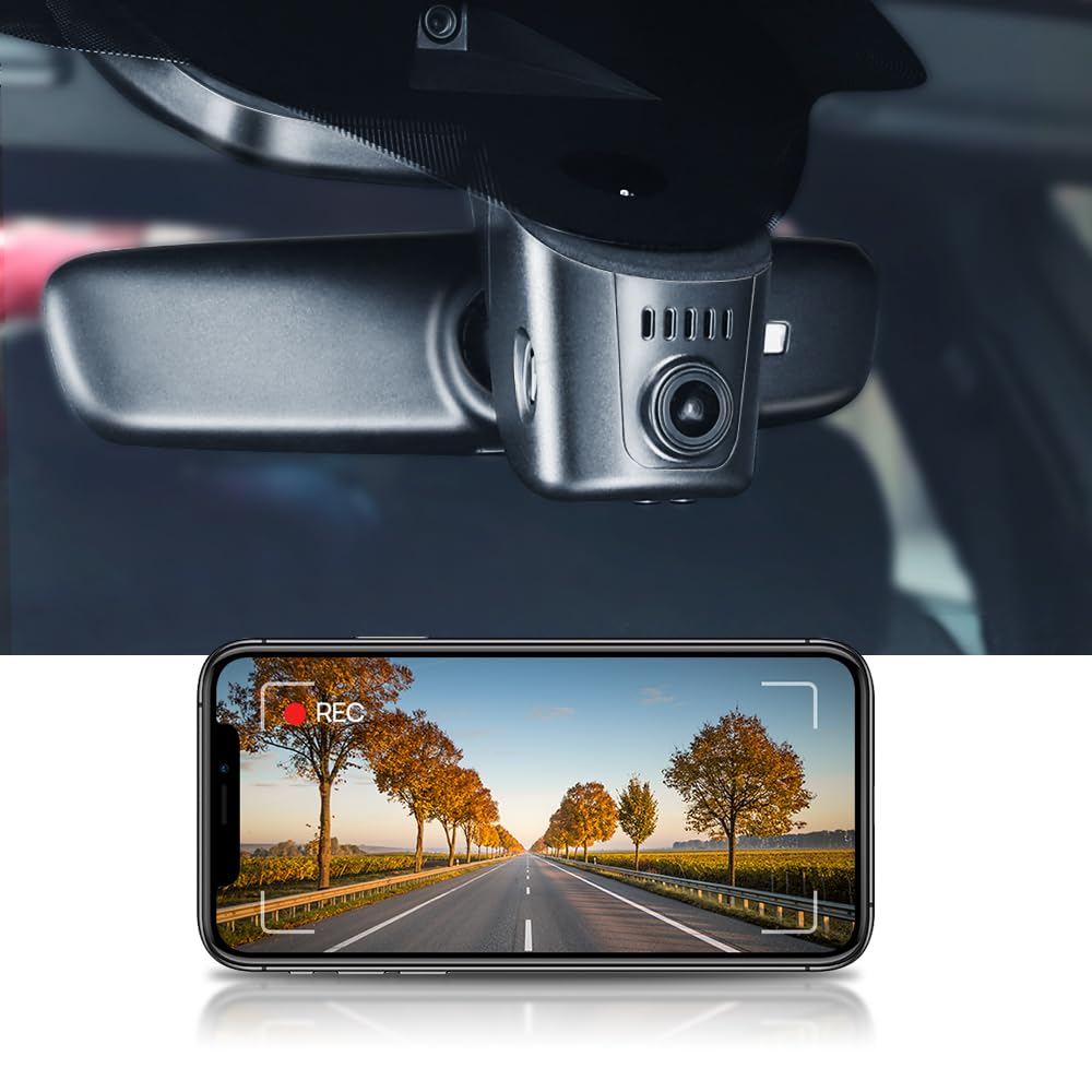 Fitcamx 4K dash cam front view with OEM integration for Audi