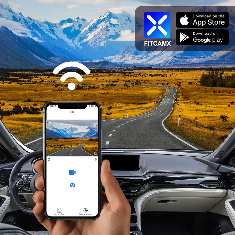 Fitcamx dash cam with G-sensor protects evidence after incidents.