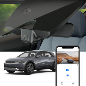 Fitcamx 4K dash cam front view for IONIQ 5, OEM look, discreet installation