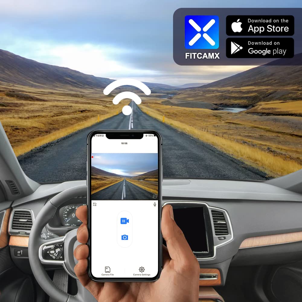 FITCAMX loop recording and G-Sensor protect important clips after impact.