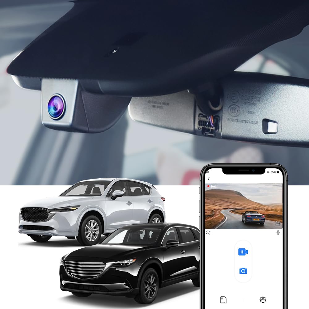 FITCAMX 4K dash cam integrated behind CX-5 sunroof cover for OEM look