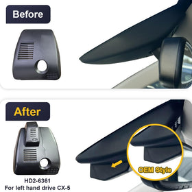 FITCAMX dash cam on CX-9 shown with factory-style installation