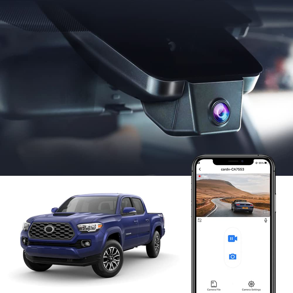 FITCAMX 4K dash cam front view captures clear driving footage for Tacoma