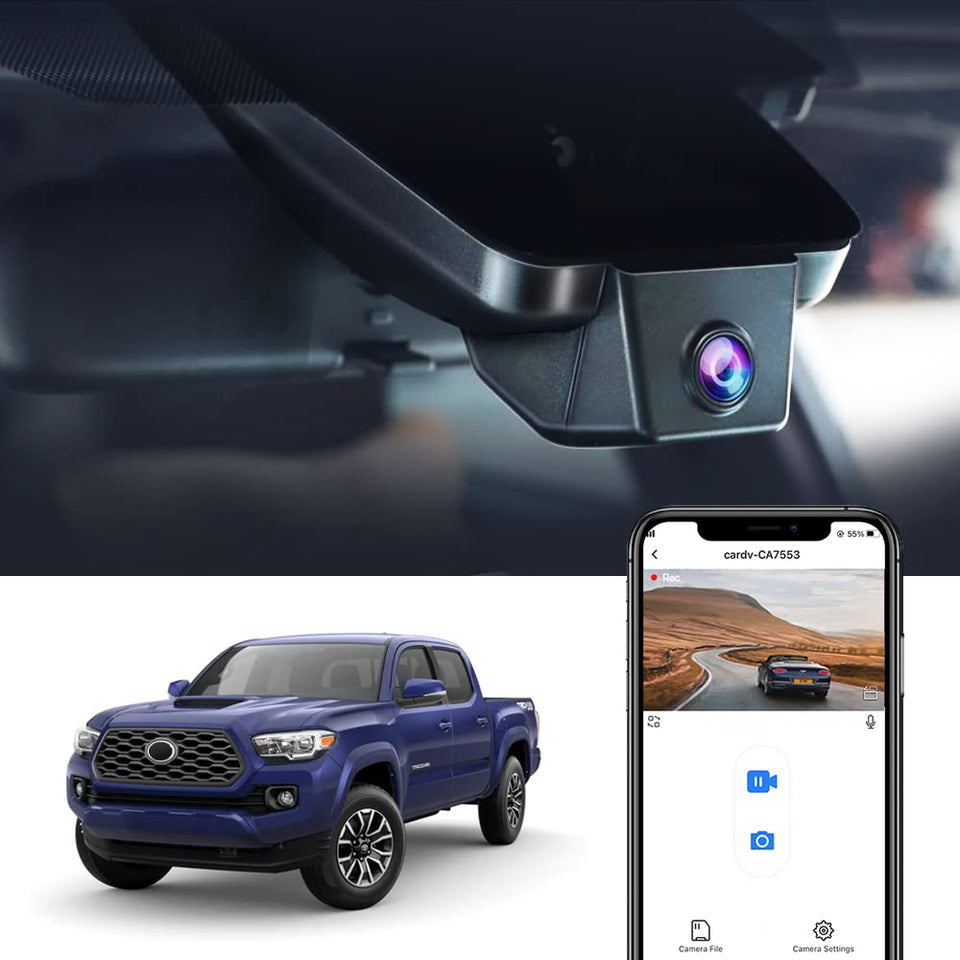 FITCAMX 4K dash cam front view captures clear driving footage for Tacoma