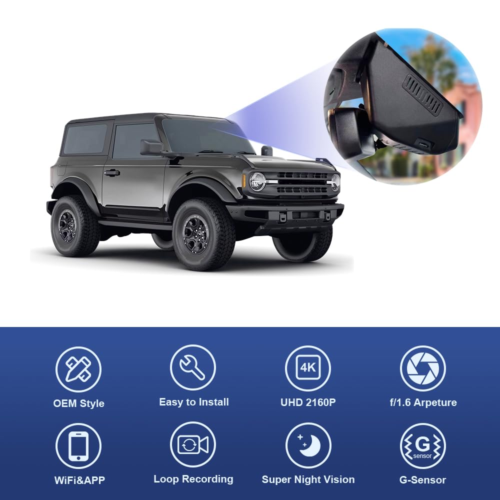 FITCAMX dash cam compatible with Bronco Raptor for secure driving
