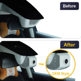 FITCAMX dash cam side profile showing OEM like integration in Civic interior.