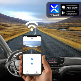 FITCAMX dash cam with G-sensor auto-detects impacts.