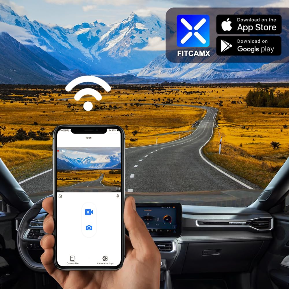 FITCAMX dash cam supports loop recording and G-sensor for continuous coverage