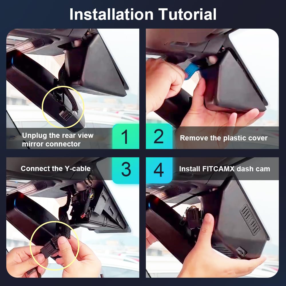 OEM-style FITCAMX dash cam install with plug-and-play setup