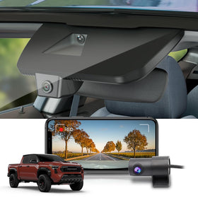 FITCAMX front 4K dash cam on Tacoma offering crisp road footage
