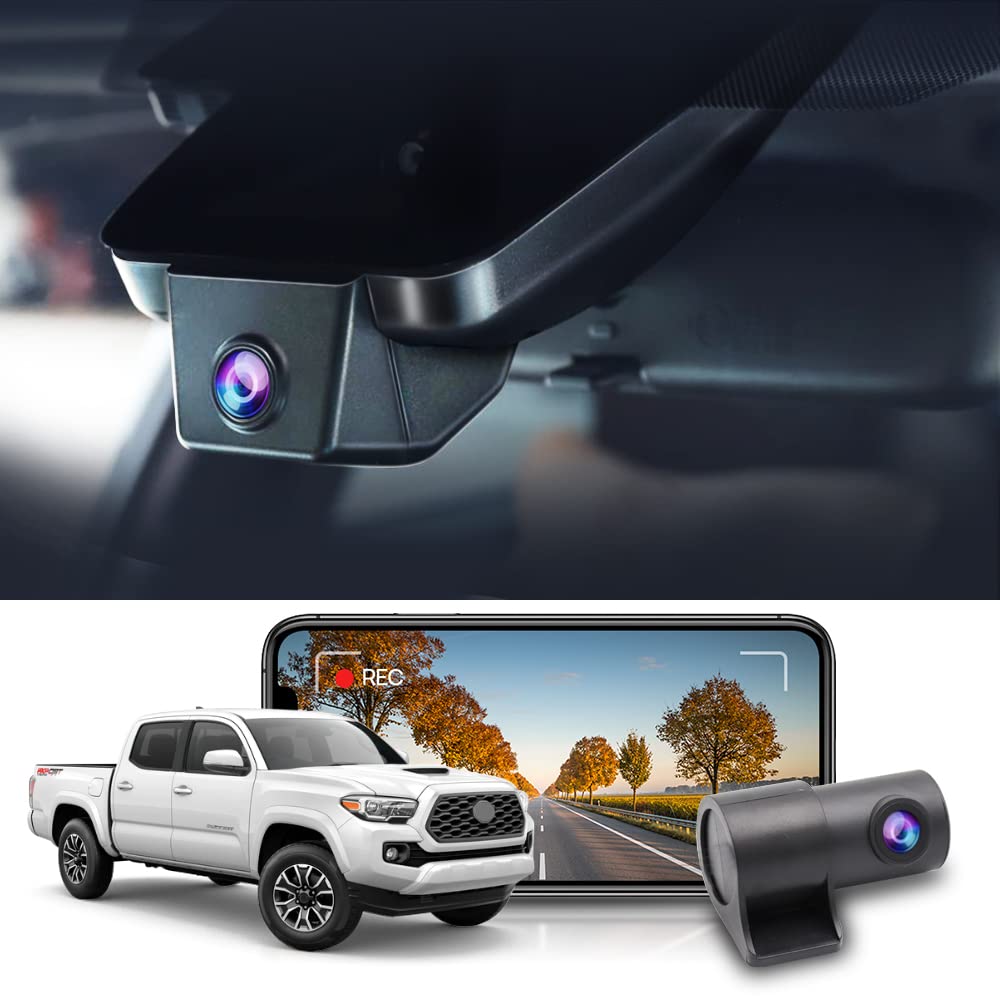 Fitcamx front 4K dash cam on a Tacoma with crisp daytime recording for safer drives