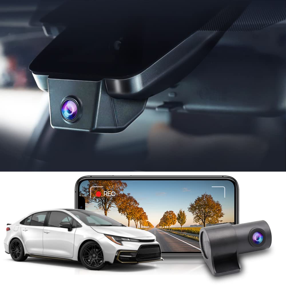 Fitcamx front 4K and rear 1080p dash cam for Toyota Corolla enhances night clarity.