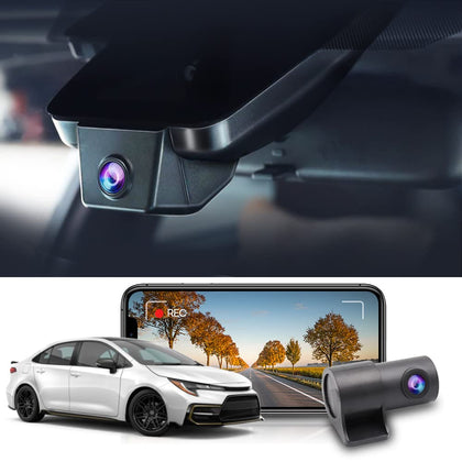 Fitcamx front 4K and rear 1080p dash cam for Toyota Corolla enhances night clarity.