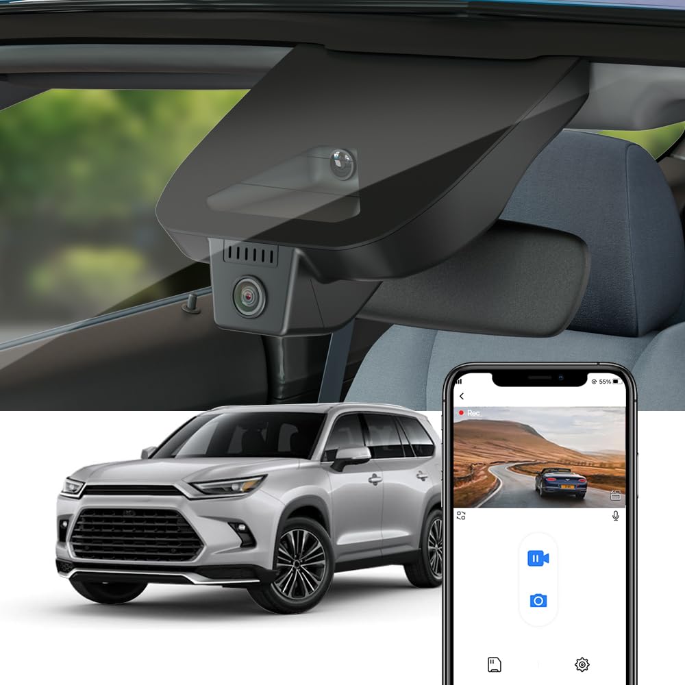 Fitcamx Grand Highlander 4K dash cam front view captures crisp driving details for clear road evidence.