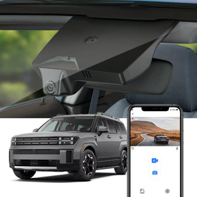 FITCAMX P6000 dash cam in Hyundai Santa Fe with OEM-style integration.